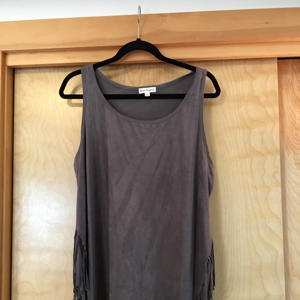 Side Fringe Faux Suede Tank Top XL